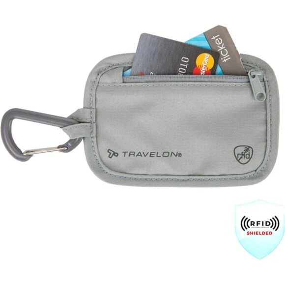 Rfid Blocking Clip Stash Pouch Travel Tote, Gray - Picture 3 of 8